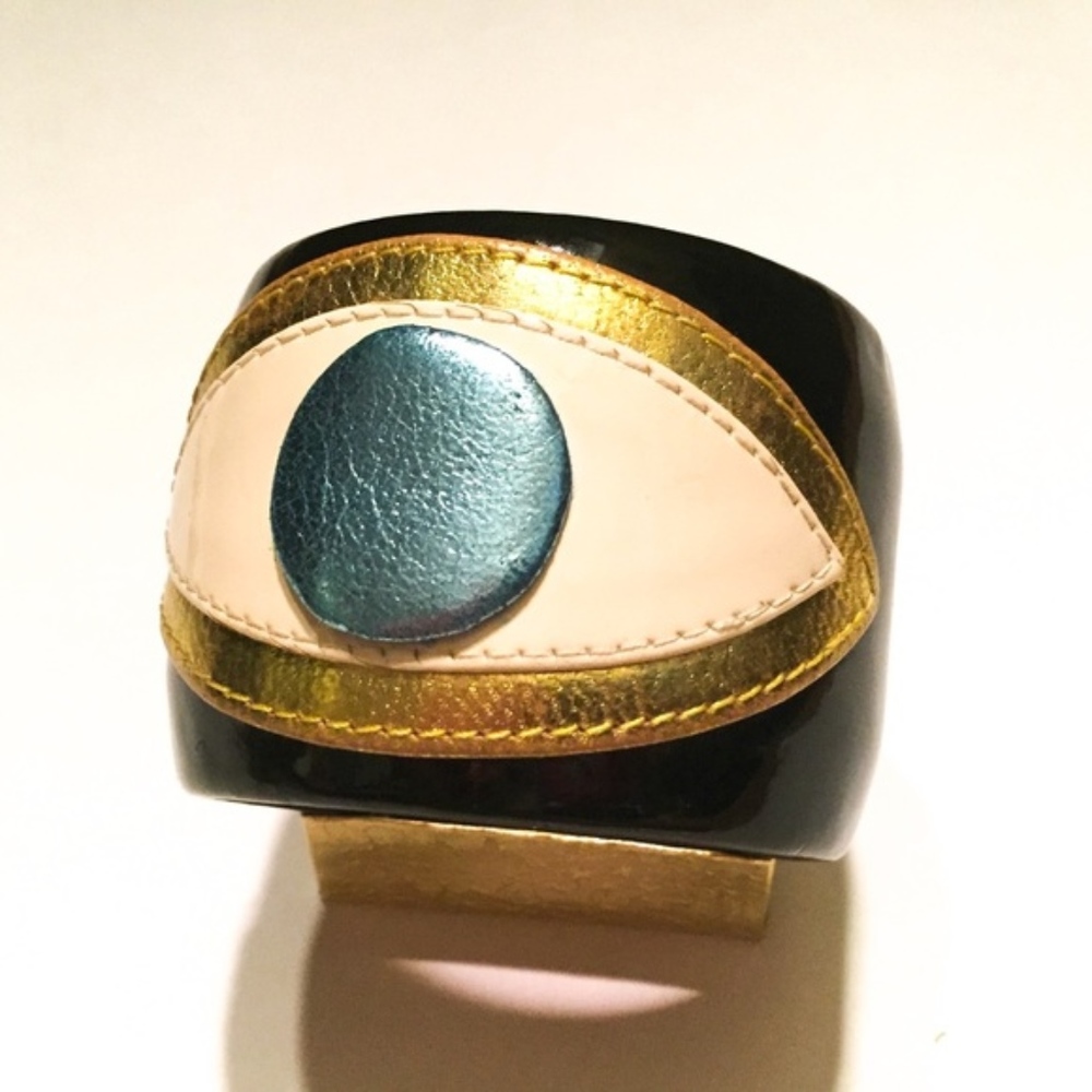 Leather EYE Handmade cuff bracelet Bangle boho - Picture 2 of 4